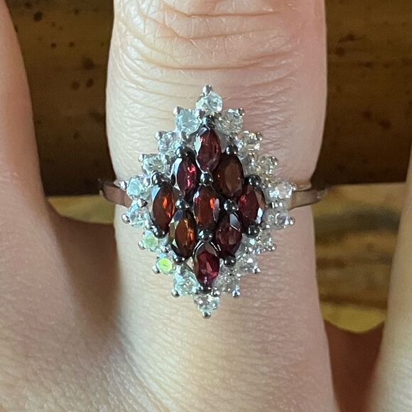 Natural Anthill Garnet Sterling Silver Ring Size 6 - Picture 1 of 9